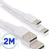 2x USB C naar USB-A Kabel 2 Meter - Quick en Fast Charging 2.4A - USB-C Oplader - Oplaadkabel Samsung - Datakabel - Snellader Samsung - Oplader Samsung Samsung A12 / Samsung S20 /