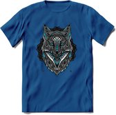 Vos - Dieren Mandala T-Shirt | Lichtblauw | Grappig Verjaardag Zentangle Dierenkop Cadeau Shirt | Dames - Heren - Unisex | Wildlife Tshirt Kleding Kado | - Donker Blauw - S