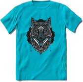 Vos - Dieren Mandala T-Shirt | Lichtblauw | Grappig Verjaardag Zentangle Dierenkop Cadeau Shirt | Dames - Heren - Unisex | Wildlife Tshirt Kleding Kado | - Blauw - XL