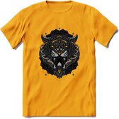 Tijger - Dieren Mandala T-Shirt | Geel | Grappig Verjaardag Zentangle Dierenkop Cadeau Shirt | Dames - Heren - Unisex | Wildlife Tshirt Kleding Kado | - Geel - 3XL