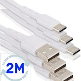 Phreeze 3x USB naar USB C Kabel - 2.4A Snelladen - Datakabel 480 MBps - 2 Meter Lang - Veilig Opladen