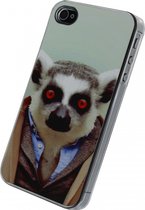 Apple iPhone 4/4s Hoesje - Xccess - Metal Plate Serie - Aluminium Backcover - Funny Lemur - Hoesje Geschikt Voor Apple iPhone 4/4s