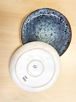 Merk: Elzet - Prachtige Blauw/bruine bord - ø27,5 cm - Handgemaakt -