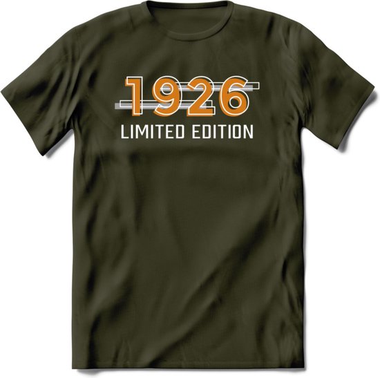 1926 Limited Edition T-Shirt | Goud - Zilver | Grappig Verjaardag en Feest Cadeau Shirt | Dames - Heren - Unisex | Tshirt Kleding Kado | - Leger Groen - L