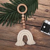 Macrame regenboog - Houten baby decoratie - Baby speelgoed - Kraamcadeau - Hout - Kinderkamer