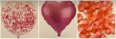 Valentijn decoratie roze | 3-delige set | Hart ballon | Confettiballon | Rozenblaadjes