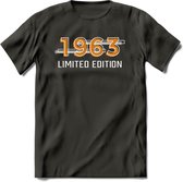 1963 Limited Edition T-Shirt | Goud - Zilver | Grappig Verjaardag en Feest Cadeau Shirt | Dames - Heren - Unisex | Tshirt Kleding Kado | - Donker Grijs - XL