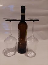 HarmonyLife Wijn houder voor wijn en glazen | Wijntafel | Houten wijnplank | 3 wijnglazen