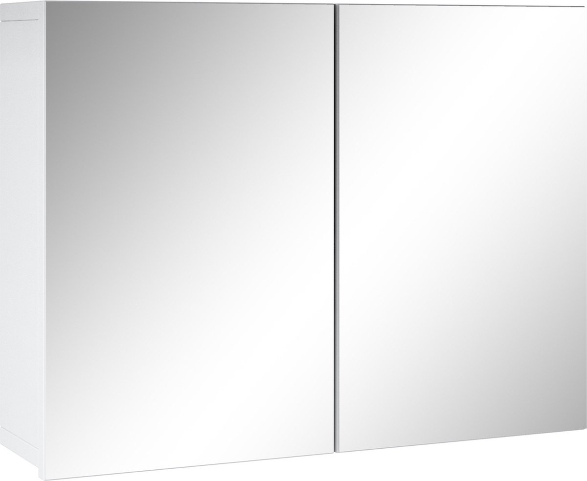 Badplaats Badkamerkast Leon 80 cm x 20 cm x 60 cm - Wit - Spiegelkast Badkamer