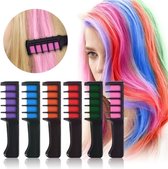 UNIQ Haarkrijt 6-delig - Haarkrijt Kam - Haarkleuring - Regenboog Haarverf - Haarverf