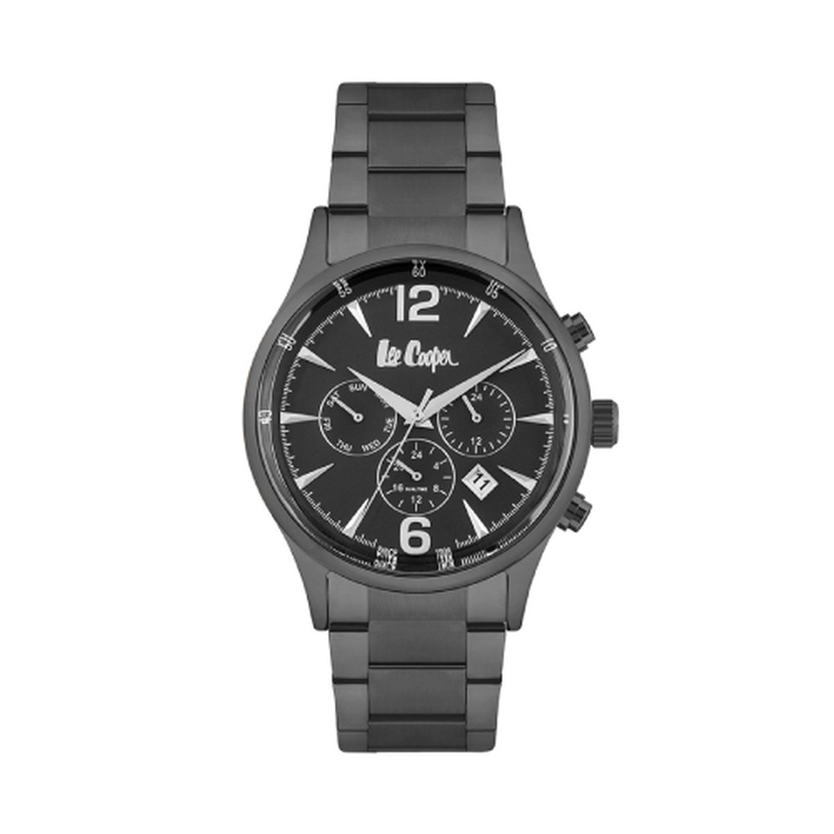 Lee Cooper LC06724.050 - Horloge - Analoog - Mannen - Heren - stalen band - Grijs - Zwart