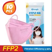 FFP2 KN95 kindermondkapje pink Type mask kind mask roze kinder mondkapjes wegwerp 4- 12 jaar kinderen 4 lagen x 10 Stuks in verpakking