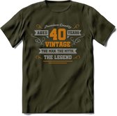 40 Jaar Legend T-Shirt | Goud - Zilver | Grappig Verjaardag Cadeau | Dames - Heren | - Leger Groen - S