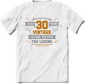 30 Jaar Legend T-Shirt | Goud - Zilver | Grappig Verjaardag Cadeau | Dames - Heren | - Wit - XXL