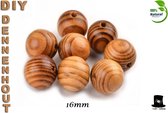 Bob Online ™ - 10 Stuks – 16mm Dennenhout Kralen met ca. 3.5mm Gaatje – Hobby Kralen – Houten Kralen – 10 Pieces – 16mm Pine Wood Beads with ± 4mm Threading Hole – Natuurlijke Hout