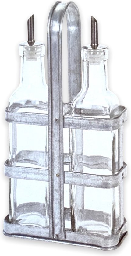 Olie- en Azijnstel | Glas | Set van 2 | 500 ML | Met Schenktuit | Oliefles | Olijfolie fles | EH Bistro Collection | Keuken | Kookaccessoires |  Verjaardagscadeau voor een kookliefhebber