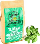 Terre D'AUGUSTE - Potgrond voor Aromatische Planten 6L met Rits - Specifieke oplossing met BIOCHAR voor Potgekweekte Kruiden - Basilicum, Tijm, Rozemarijn, Bieslook, Koriander, Dra
