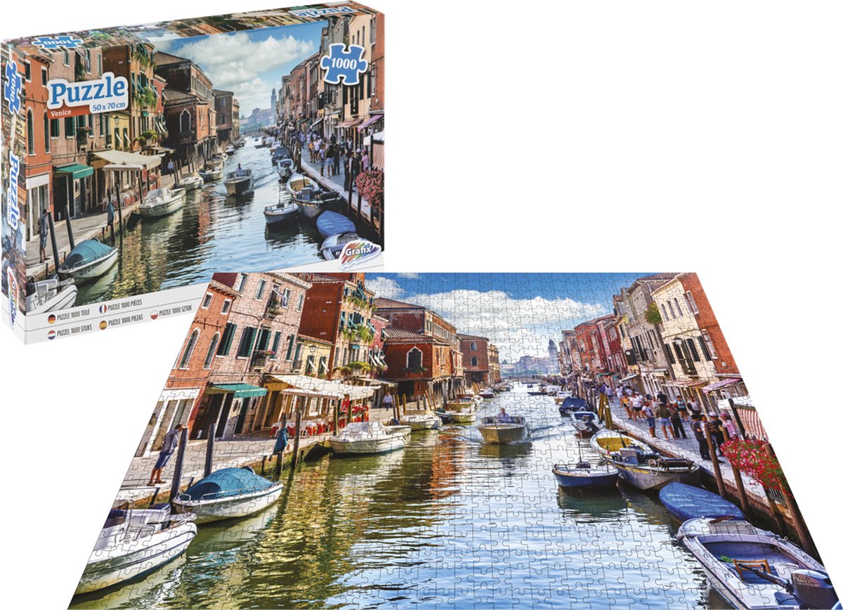 Grafix Puzzel 1000 stukjes volwassenen | Thema Venetië | Afmeting 50 X 70 CM | Legpuzzel | Canal Grande Venetië
