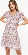 LOLALIZA Babydolljurk met bloemen - Ecru - Maat 40