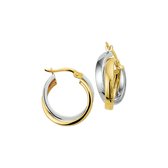 The Jewelry Collection Oorringen Half-ronde Buis - Bicolor Goud