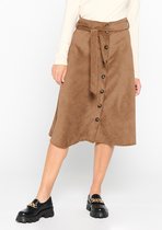 LOLALIZA Midi rok van corduroy - Camel - Maat 48