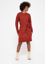 LOLALIZA Trui-jurk met lurex en ceintuur - Rood - Maat M