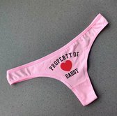 Roze string 'property of daddy' - Pink thong 'property of daddy' - Size S - Funny thong - grappige string