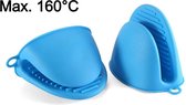 2x Pannenlap - Siliconen - Klein - Set van 2 stuks - Blauw - Koken & Bakken - Warmtebestendig - Hittebestendig - Ovenwanten - Ovenhandschoenen - Kleine - Keuken - BBQ