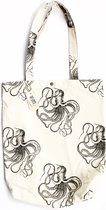 Shopper octopus - handmade katoenen tote bag met octopus - katoenen tas met print