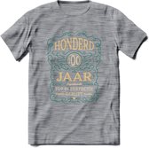 100 Jaar Legendarisch Gerijpt T-Shirt | Aqua - Ivoor | Grappig Verjaardag Cadeau | Dames - Heren | - Donker Grijs - Gemaleerd - S