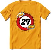 29 Jaar Hoera Verkeersbord T-Shirt | Grappig Verjaardag Cadeau | Dames - Heren | - Geel - L