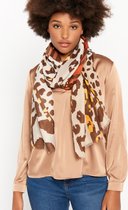 LOLALIZA Sjaal met dierenprint - Camel - Maat One size