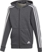 adidas - YB 3-Stripes Full Zip Hoodie - Vest - 140 - Grijs