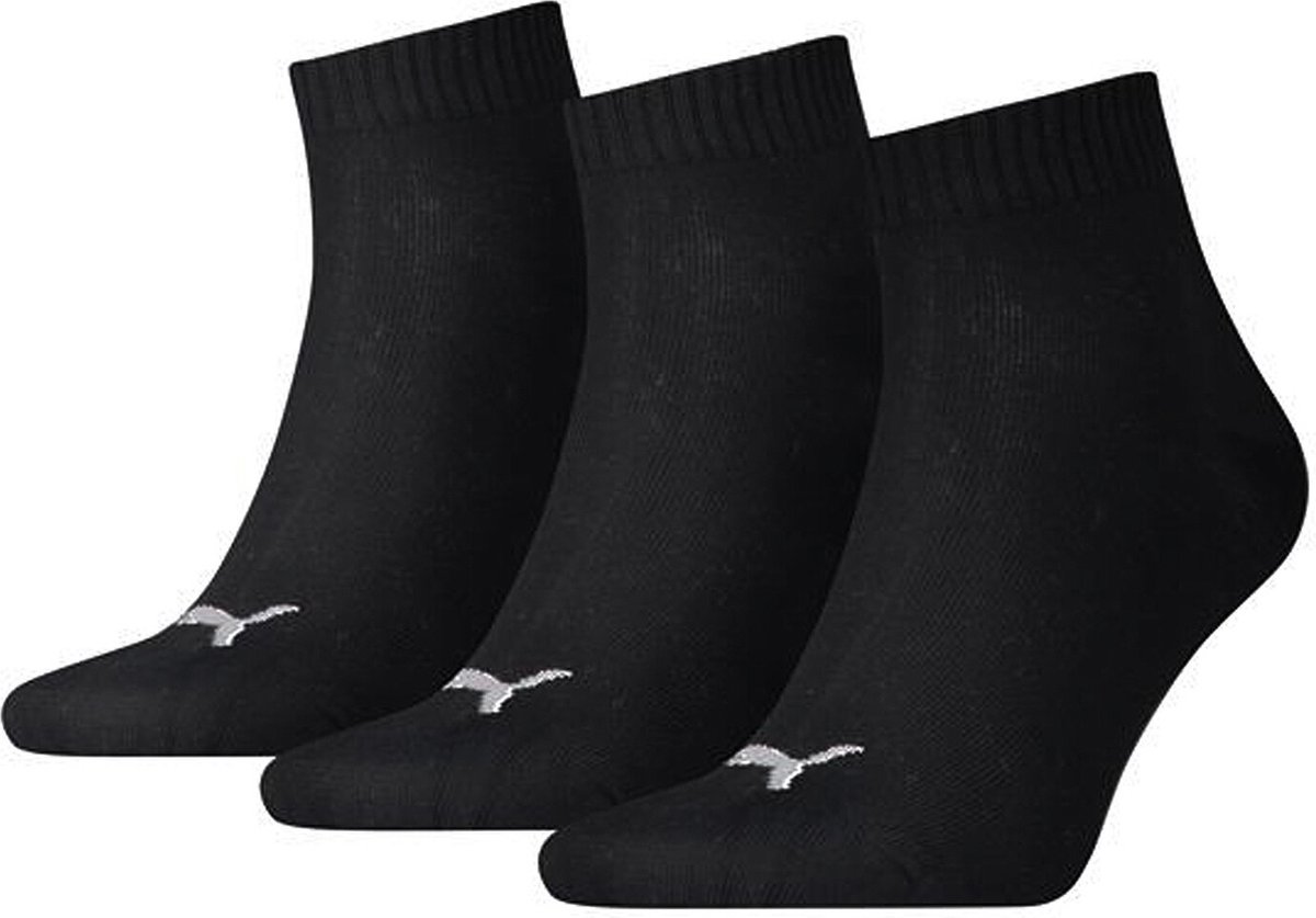 Puma Unisex Quarter Plain Enkelsokken 3 Pack Zwart