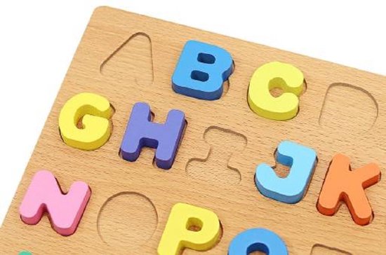 Thumbnail van een extra afbeelding van het spel Montessori Educatief Houten 4-in-1 Alfabet Puzzel (Hoofdletters) + Getallen Rekenpuzzel + Vormenpuzzel + Kleuren – Tellen en stapelen – Montessori Toys – Leer Letters, Cijfers, Vorm + Kleuren