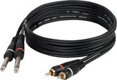 Devine VA3013 2x jack male - 2x RCA male 3 meter Tulp naar jack 6.3mm - RCA naar jack 6.3