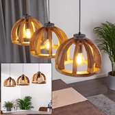 Tabby Houten Hanglamp, 3-lichtbronnen,  Eetkamer Lamp Stijlrichting: Boho-stijl, Scandinavisch, Rustieke Lamp