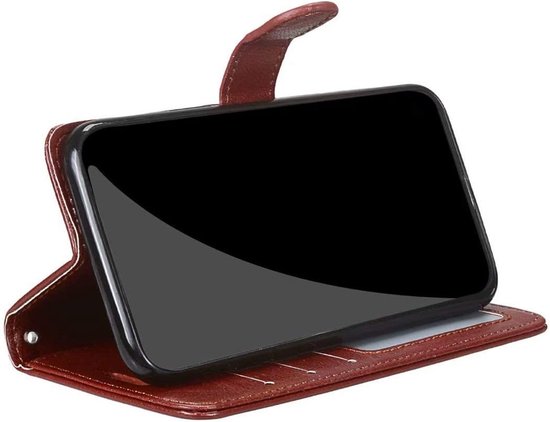 Coque pour Samsung Galaxy A2 Core - Bookcase - Espace pour 3 cartes - Cuir Artificiel - avec 3x Protecteur d'écran Trempé - SAFRANT1 - Marron Foncé