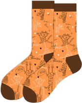 JustSockIt Oranje Katten sokken - Sokken - Leuke sokken - Vrolijke sokken - Dieren sokken - Sokken met katten - Katten cadeau