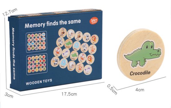 Houten memory spel - 20 delig - Memory spelletjes vanaf 3 jaar - Houten  speelgoed -... | bol.com