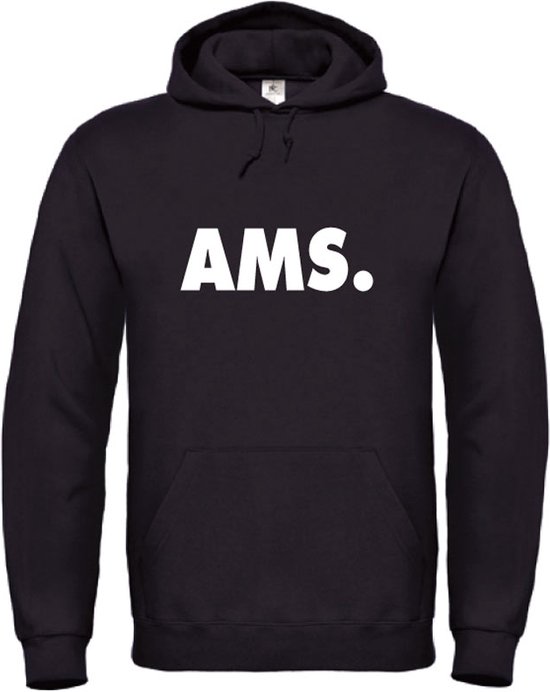 Hoodie zwart XXL - AMS - wit - soBAD. | Amsterdam | Unisex | Hoodie heren | Hoodie Dames