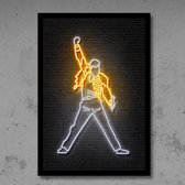 Allernieuwste Canvas Schilderij NEON Freddie Mercury QUEEN - rock popstar - kleur - 50 x 70 cm