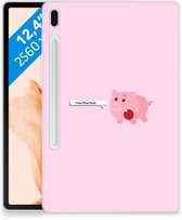 Samsung Galaxy Tab S7FE Silicone hoesje Pig Mud met transparant zijkanten