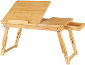 Stevige opklapbare Bamboe Laptoptafel - Bureau - Verstelbaar - Draagbaar -Dienblad - Merk Homfa - 54.5 x 34.5 cm