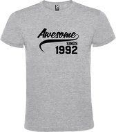 Grijs T shirt met "Awesome sinds 1992" print Zwart size L