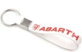 Siliconen Auto Sleutelhanger -  Past bij Abarth 500 / 595 / Punto / Turismo / Competizione - Wit met Rode Abarth Letters - Keychain Sleutel Hanger Cadeau - Auto Accessoires
