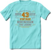 43 Jaar Legend T-Shirt | Goud - Zilver | Grappig Verjaardag Cadeau | Dames - Heren | - Licht Blauw - S