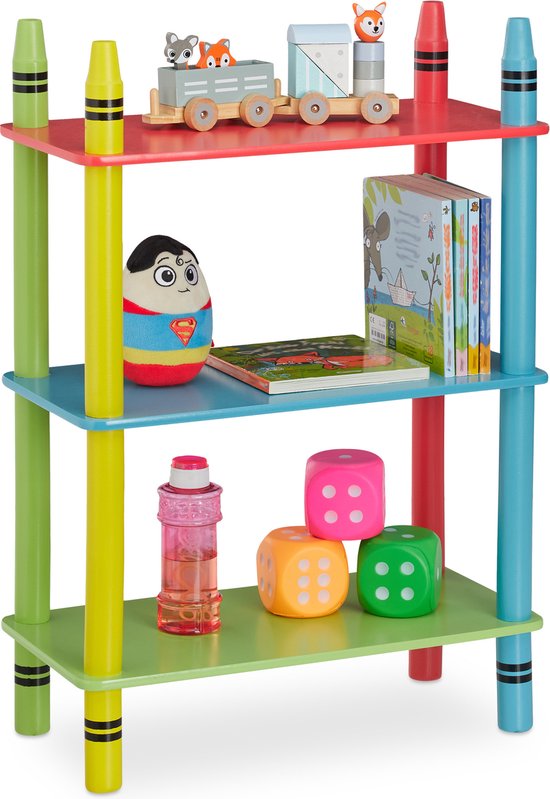 Bibliothèque pour enfants Relaxdays - petit support à jouets - porte-livres pour enfants - support de rangement chambre d'enfant