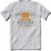 59Jaar Legend T-Shirt | Goud - Zilver | Grappig Verjaardag Cadeau | Dames - Heren | - Licht Grijs - Gemaleerd - L