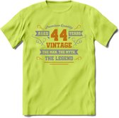 44 Jaar Legend T-Shirt | Goud - Zilver | Grappig Verjaardag Cadeau | Dames - Heren | - Groen - S